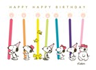 Snoopy verjaardagskaart met kaarsjes